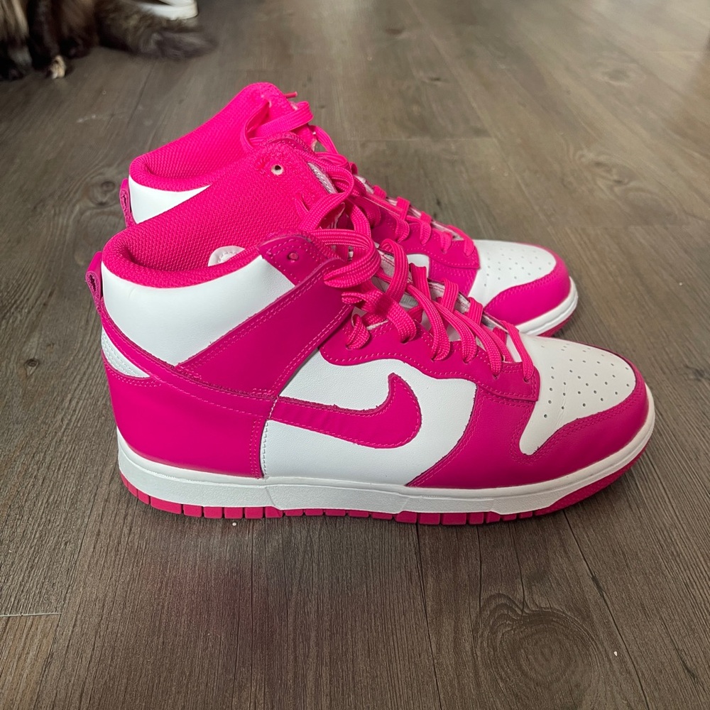 Pink and White Nike High-Top Nike Dunks